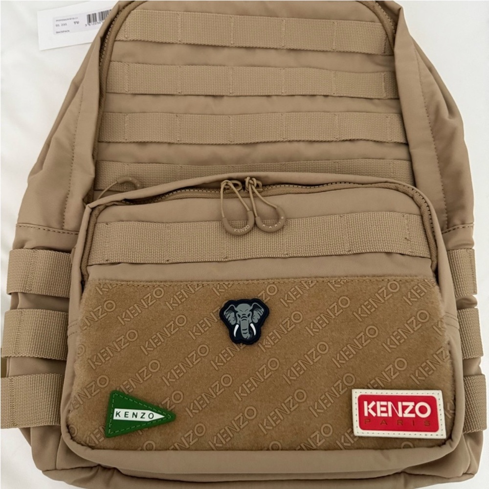 Kenzo Beige Backpack with Logo Patches